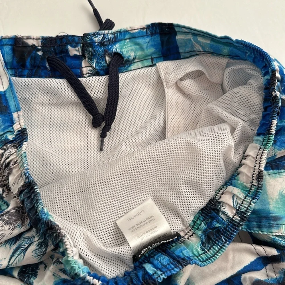 Laguna blue gray multicolor lightweight lined swim board trunks